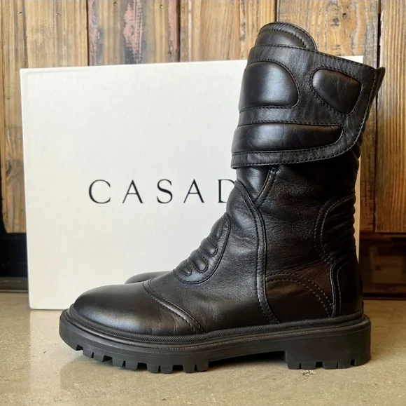 CASADEI Polacco Elite Biker Bootz ▪︎ Sz 37/6.5 ▪︎ Black - Picture 11 of 16
